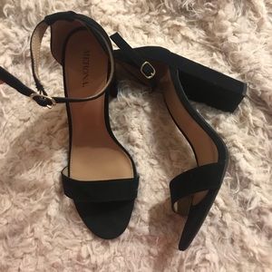 Merona Black Suede Strappy Heels